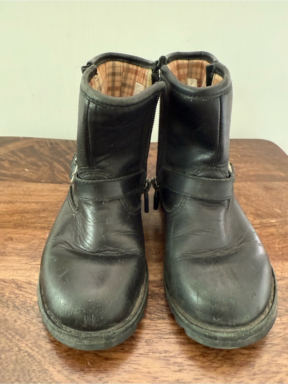 Ugg Black Leather Ankle Boots with Side Zipper